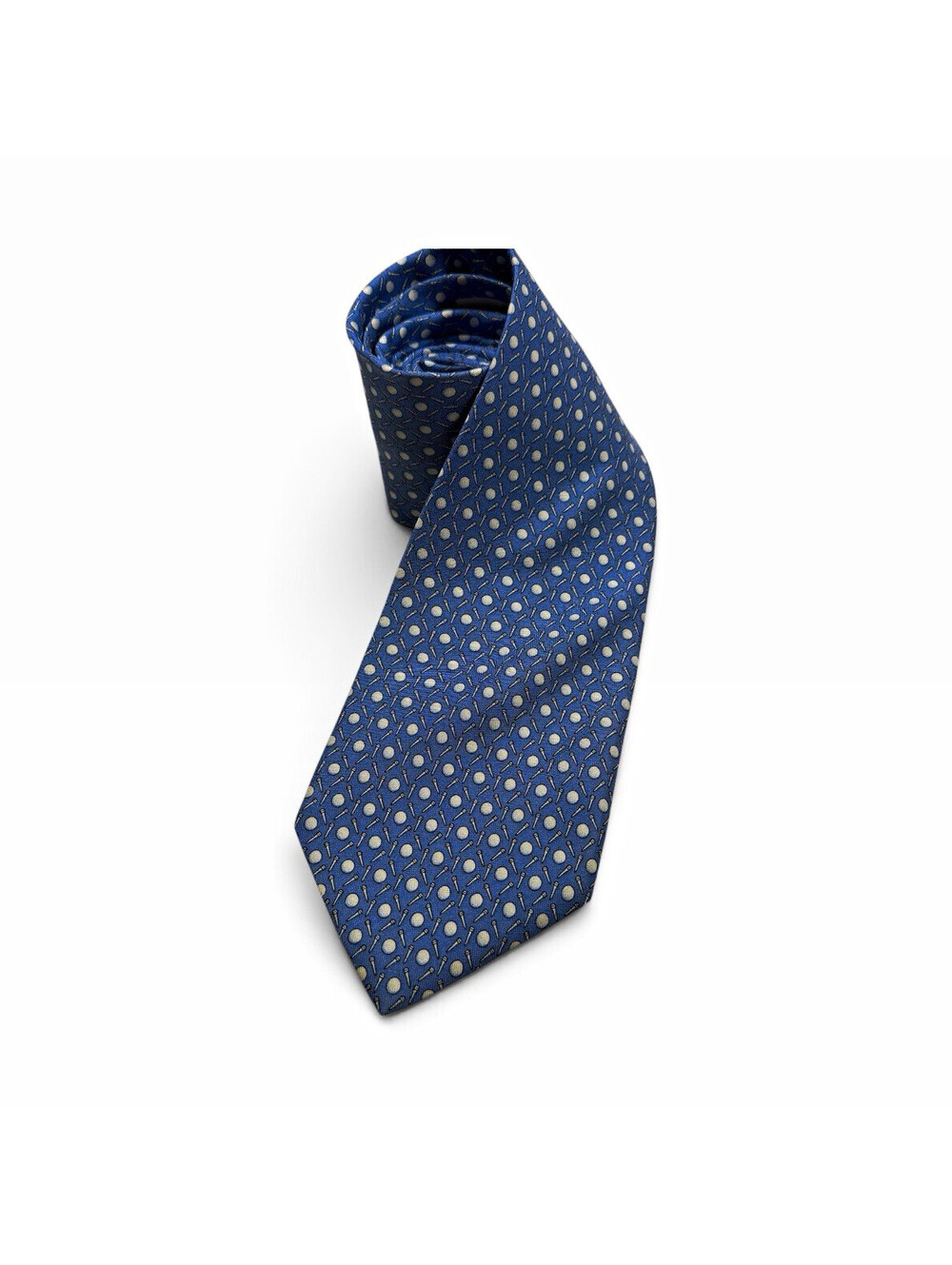 Vineyard Vines Men's Tie Blue White Golf Ball&Tee Print Accent, 100% Silk